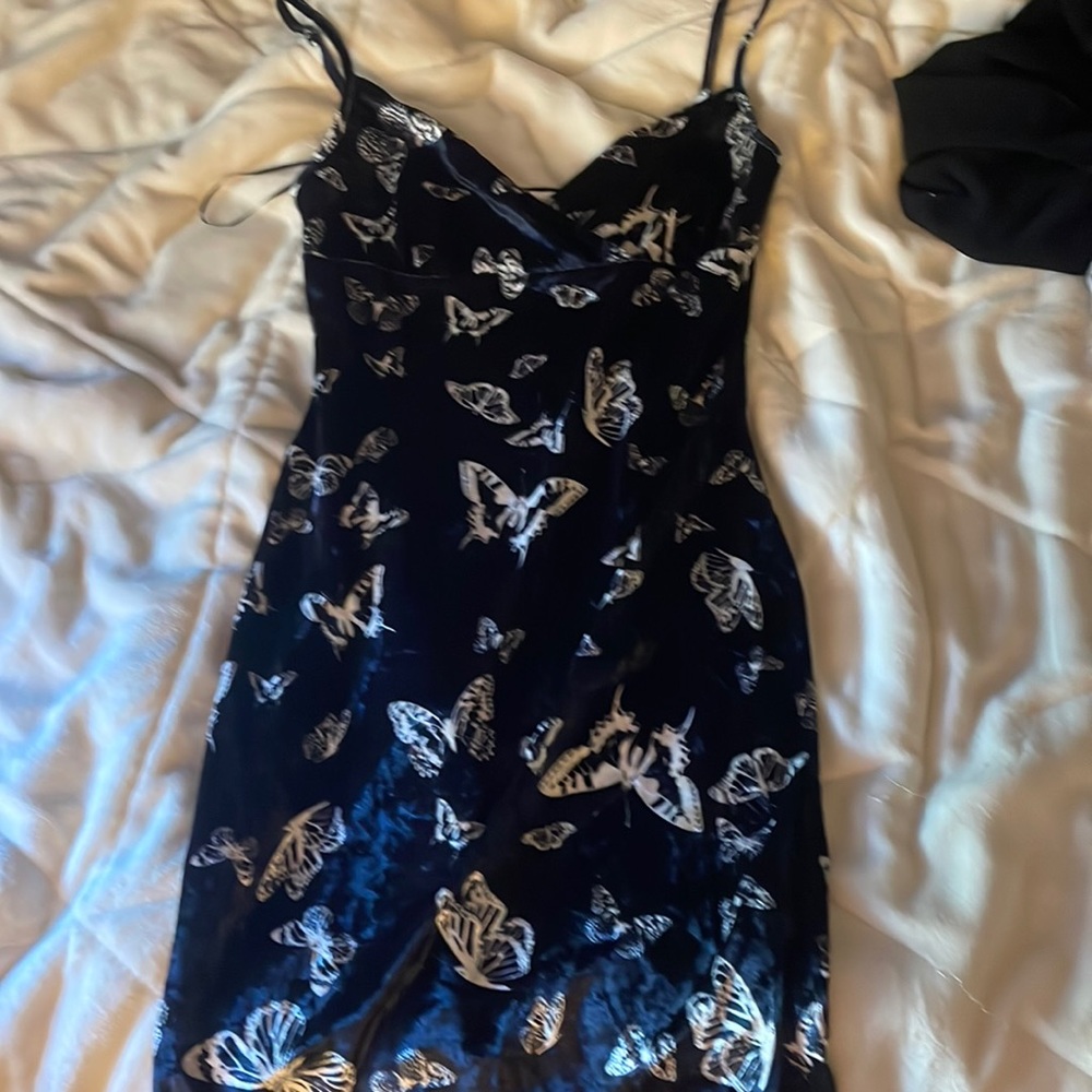 Bear Dance Butterfly Velvet Crossover Dress